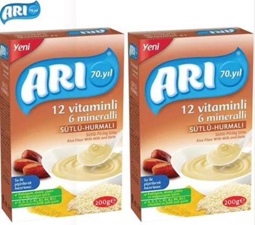 12 Vitaminli 6 Mineralli Hurmalı Pirinç Unu Bebek Maması 200 Gr 2 Li Paket