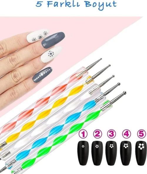 Nail Art Tırnak Süsleme Desen Dot Kalem Seti 5li