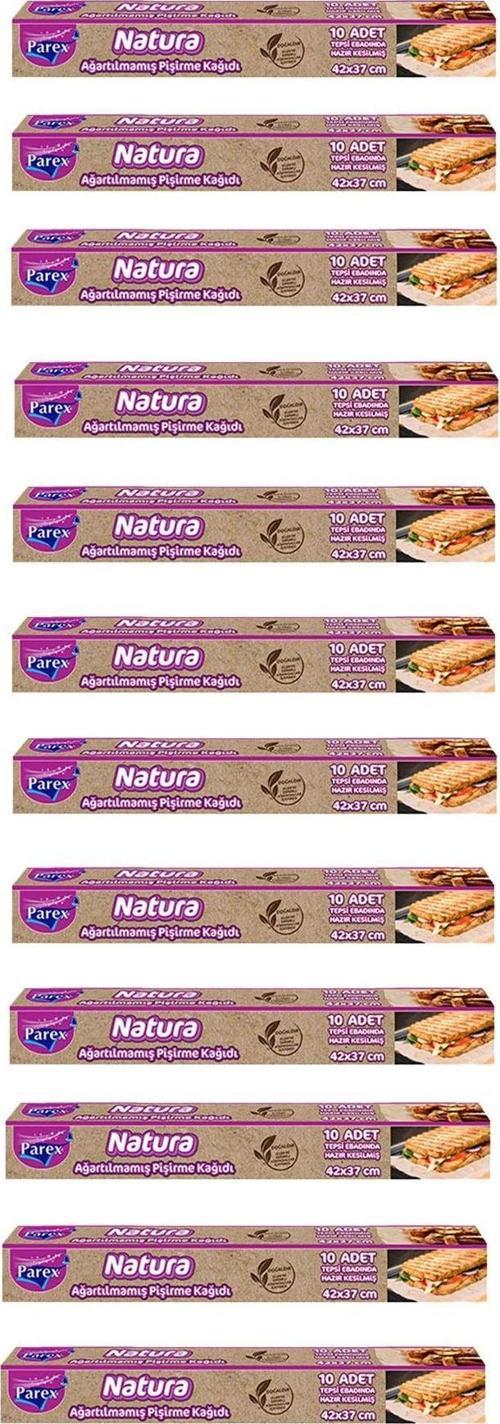 Natura Ağartılmamış Hazır Kesim Pişirme Kağıdı 10’lu x 12 Adet