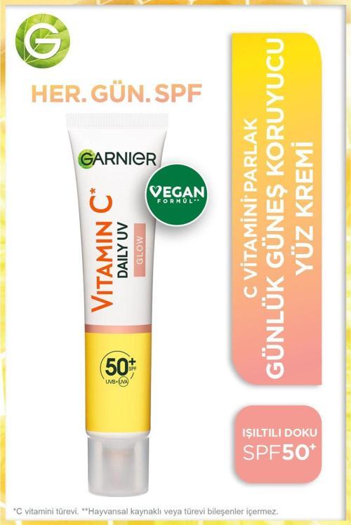 C Vitamini Parlak Günlük Güneş Koruyucu Fluid Yüz Kremi Işıltılı Doku SPF50+ 40 ml