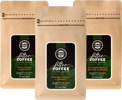 Avantajlı Karamel, Vanilya Ve Fındık Aromalı Filtre Kahve Seti 3X250 Gr
