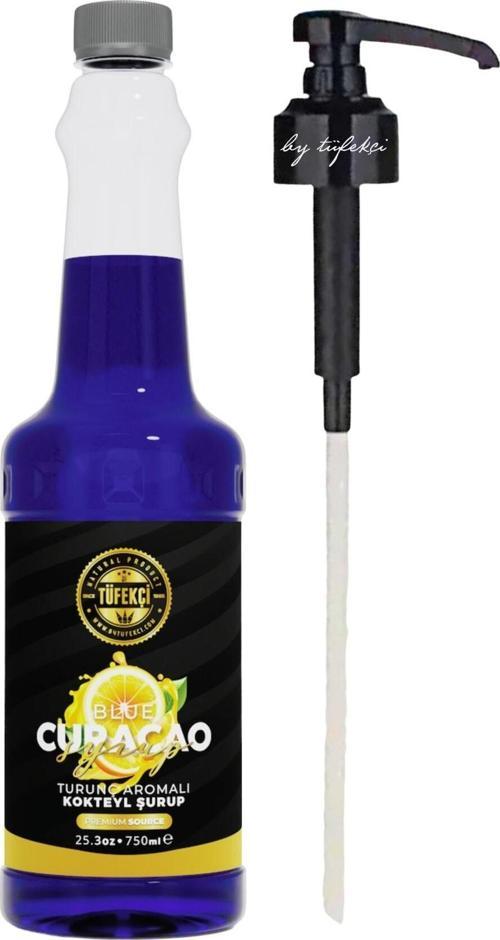 Blue Curacao (Turunç) Aromalı Kahve Şurubu 750 Ml Şurup Pompası 3 Cl Avantajlı Set