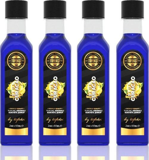 Turunç (Blue Curacao) Şurup Yoğun Lezzet Yüksek Aromalı Yeni Formül (4X60Ml)