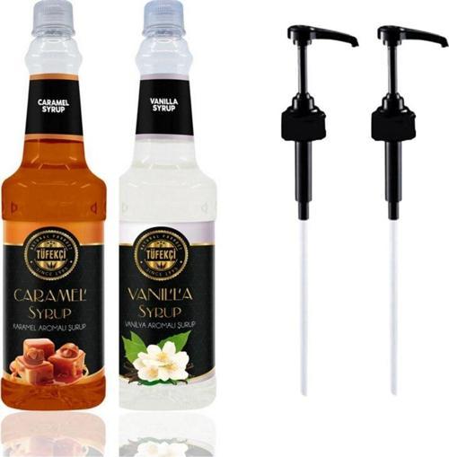 Kahve Kokteyl Şurubu Avantajlı Paket Karamel Vanilya 750Ml Şurup Pompası