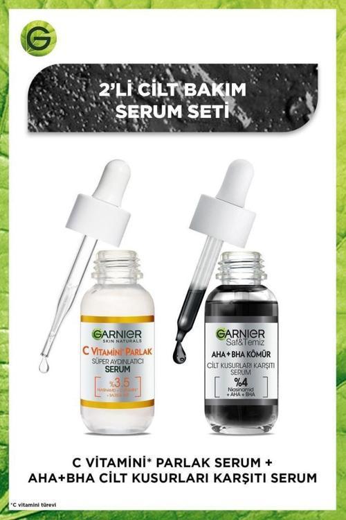Aha+Bha Cilt Kusurları Karşıtı Serum & C Vitamini Parlak Süper Aydınlatıcı Serum 2'li Set