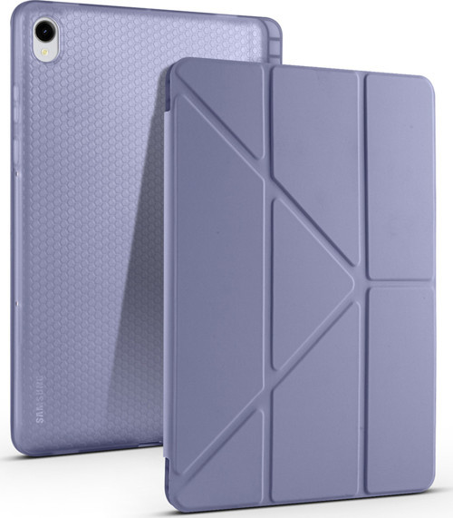 Galaxy Tab S11 Kılıf Klfs Tri Folding Kalem Bölmeli Standlı Kılıf - Mor