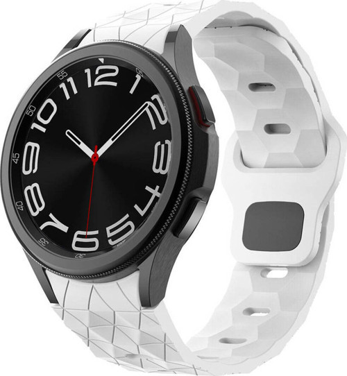 Galaxy Watch 5 Pro 45Mm Klfs Krd-116 20Mm Futbol Desenli Spor Tasarımlı Silikon Kordon-Beyaz