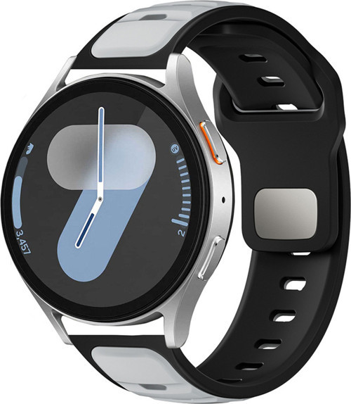 Huawei Watch Gt 3 42Mm Klfs Krd-135 22Mm Silikon Kordon Strap Kayış - Gümüş-Siyah
