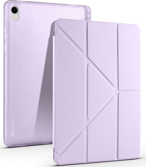 Galaxy Tab S11 Kılıf Klfs Tri Folding Kalem Bölmeli Standlı Kılıf - Lila