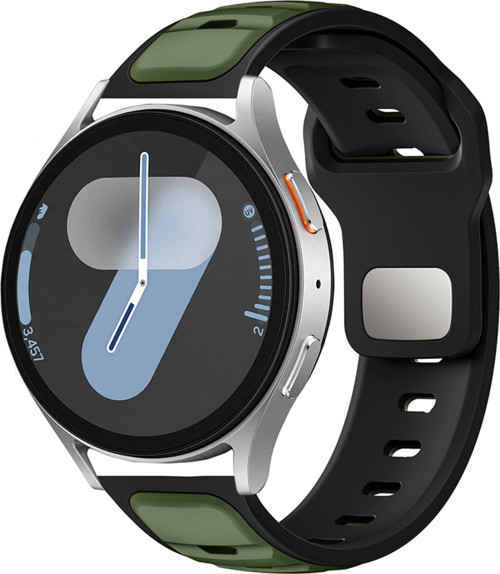 Huawei Watch Gt 3 42Mm Klfs Krd-135 22Mm Silikon Kordon Strap Kayış - Koyu Yeşil-Siyah