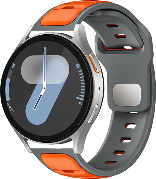 Huawei Watch Gt 3 42Mm Klfs Krd-135 22Mm Silikon Kordon Strap Kayış - Gri-Turuncu