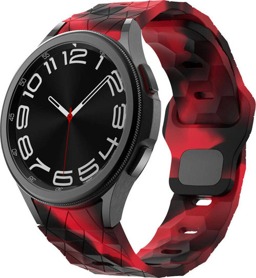 Galaxy Watch 5 40Mm Klfs Krd-116 20Mm Futbol Desenli Spor Tasarımlı Silikon Kordon-Siyah-Kırmızı