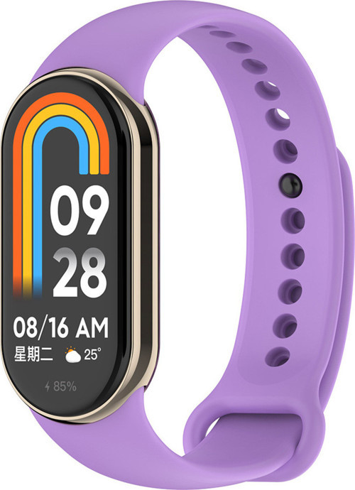 Xiaomi Mi Band 9 Serisi Klasik Kordon Silikon Strap Kayış-Lila