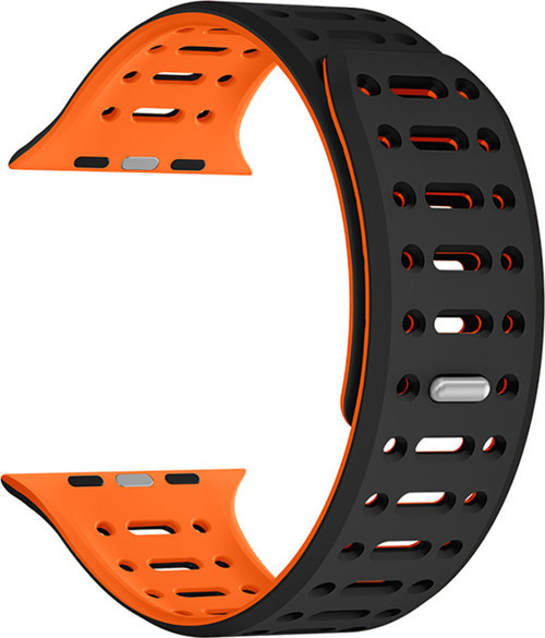 Watch 7 45Mm Uyumlu Klfs Krd-124 Silikon Kordon Strap Kayış-Siyah-Turuncu