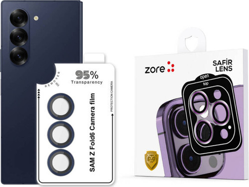 Galaxy Z Fold 6 Klfs Cl-11 Safir Parmak İzi Bırakmayan Anti-Reflective Kamera Lens Koruyucu-Mavi