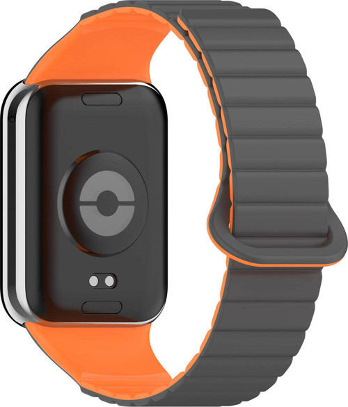 Xiaomi Mi Band 8 Pro Silikon Kordon Klfs Krd-105 Strap Kayış-Gri-Turuncu