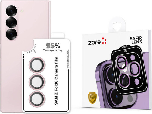 Galaxy Z Fold 6 Klfs Cl-11 Safir Parmak İzi Bırakmayan Anti-Reflective Kamera Lens Koruyucu-Pembe