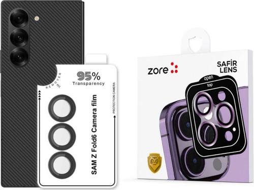 Galaxy Z Fold 6 Klfs Cl-11 Safir Parmak İzi Bırakmayan Anti-Reflective Kamera Lens Koruyucu-Siyah