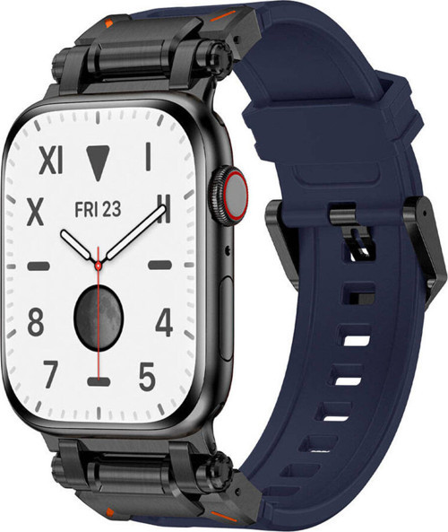 Watch 44Mm Klfs Krd-101 Titanyum Metal Başlıklı Silikon Kordon-Siyah-Mavi
