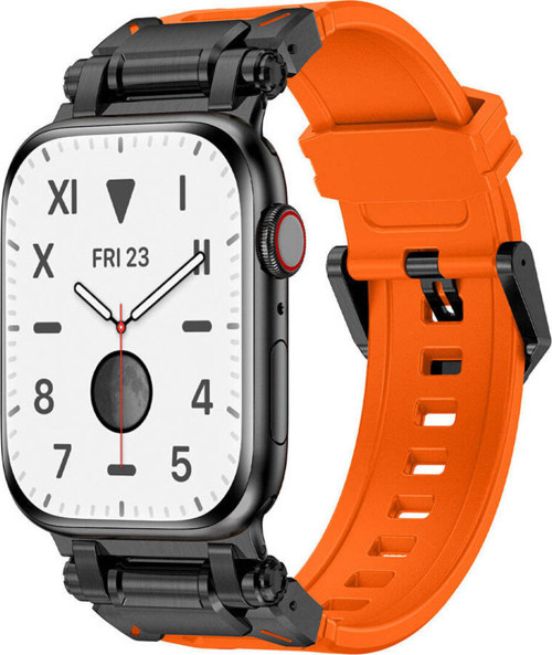 Watch 44Mm Klfs Krd-101 Titanyum Metal Başlıklı Silikon Kordon-Siyah-Turuncu
