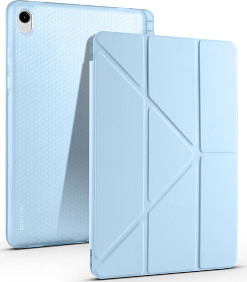 Galaxy Tab S11 Kılıf Klfs Tri Folding Kalem Bölmeli Standlı Kılıf - Mavi