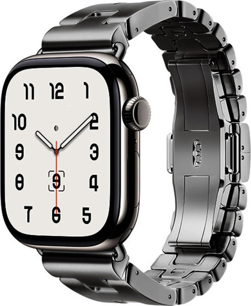 Apple Watch 7 45Mm Klfs Krd-125 Metal Kordon Strap Kayış-Siyah