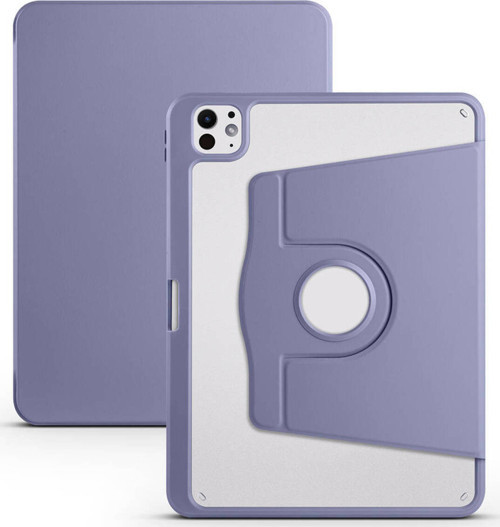 İpad Pro 11 2025 M5 Kılıf Zore Termik Kalem Bölmeli Dönebilen Standlı Kılıf - Lavendery Gray