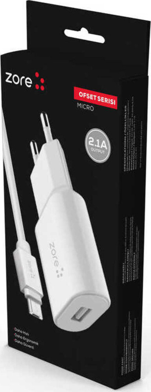 Klfs Ofset Serisi Zcs-01 Micro 2 İn 1 Ev Şarj Seti 2.1A - Beyaz