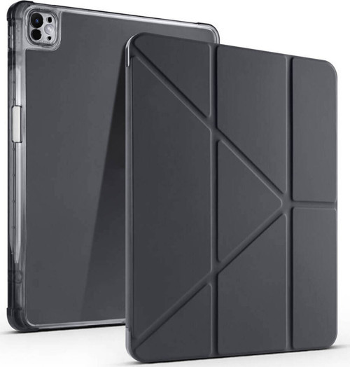 İpad Pro 13 2025 M5 Kılıf Zore Tri Folding Kalem Bölmeli Standlı Kılıf - Siyah