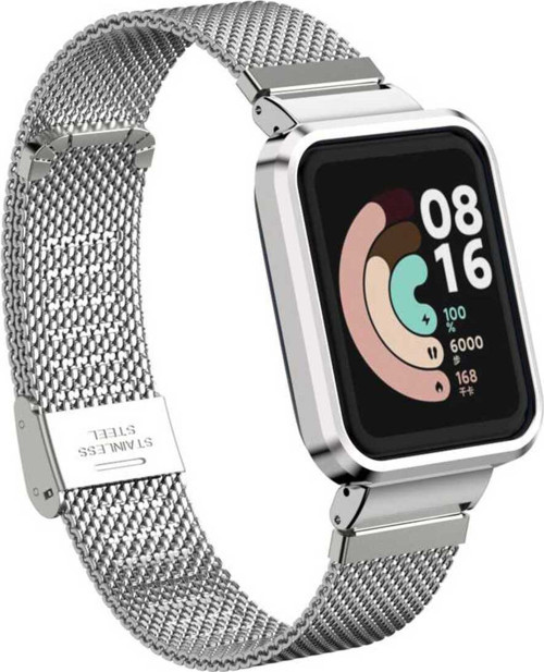 Xiaomi Redmi Watch (Mi Watch Lite) Uyumlu Krd-59 Metal Klfs Kordon-Gümüş