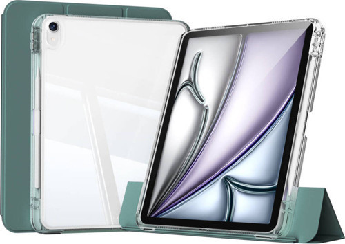 İpad Air 13 2025 M3 Kılıf Magnetik Ayrılabilen Airbagli Klfs Sliding Tablet Kılıfı - Koyu Yeşil