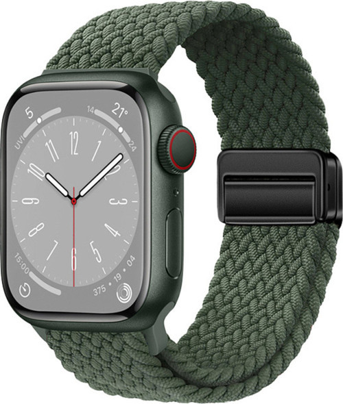 Watch 44Mm Klfs Krd-134 Örgü Tasarımlı Hasır Kordon Strap Kayış - Koyu Yeşil