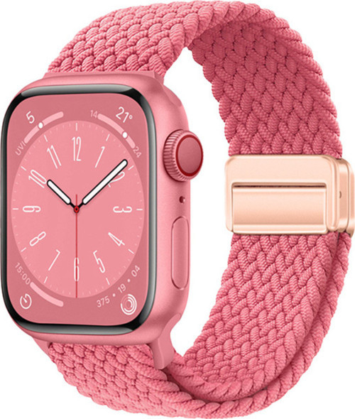 Watch 10 46Mm Klfs Krd-134 Örgü Tasarımlı Hasır Kordon Strap Kayış - Pembe