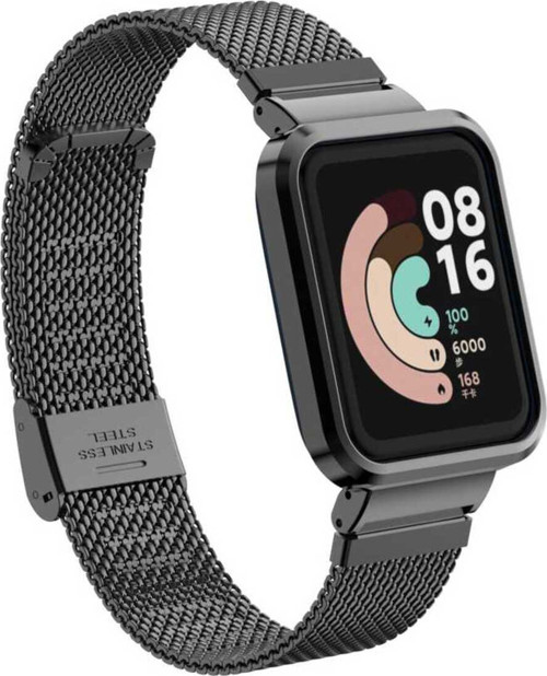 Xiaomi Redmi Watch (Mi Watch Lite) Uyumlu Krd-59 Metal Klfs Kordon-Siyah