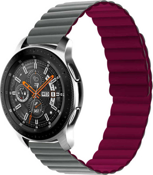 Gear S3 Uyumlu Krd-52 Klfs Kordon-Gri-Kırmızı