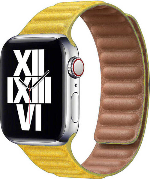 Watch Ultra 49Mm Kordon Uyumlu Krd-34 Deri Strap Kayış Klfs- Sarı