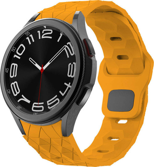 Galaxy Watch 5 40Mm Klfs Krd-116 20Mm Futbol Desenli Spor Tasarımlı Silikon Kordon-Sarı