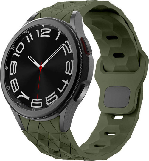 Galaxy Watch 5 Pro 45Mm Klfs Krd-116 20Mm Futbol Desenli Spor Tasarımlı Silikon Kordon-Koyu Yeşil