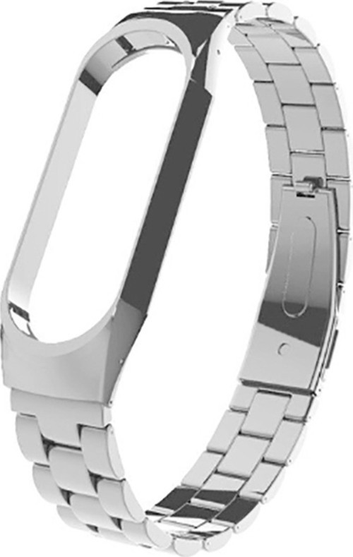 Xiaomi Mi Band 5 Uyumlu Krd-04 Metal Klfs Kordon-Gümüş
