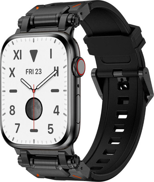 Watch 44Mm Klfs- Krd-101 Titanyum Metal Başlıklı Silikon Kordon-Siyah
