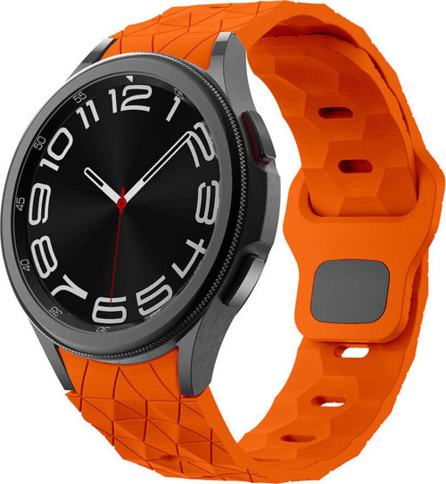 Galaxy Watch 5 Pro 45Mm Klfs Krd-116 20Mm Futbol Desenli Spor Tasarımlı Silikon Kordon-Turuncu
