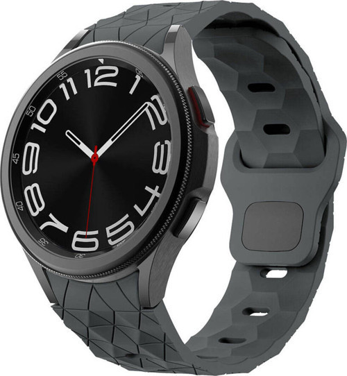 Galaxy Watch 5 Pro 45Mm Klfs Krd-116 20Mm Futbol Desenli Spor Tasarımlı Silikon Kordon-Koyu Gri