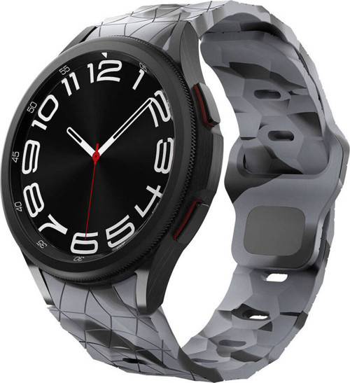 Galaxy Watch 5 Pro 45Mm Klfs Krd-116 20Mm Futbol Desenli Spor Tasarımlı Silikon Kordon-Siyah-Gri
