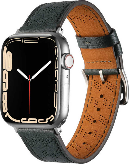 Watch 42Mm Uyumlu Krd-76 Pu Deri Kordon Strap Kayış Klfs- Koyu Yeşil