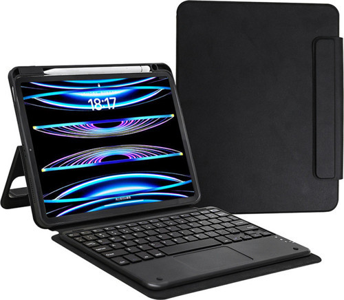 İpad Pro 11 2024 Klfs Border Keyboard Bluetooh Bağlantılı Standlı Klavyeli Tablet Kılıfı - Siyah