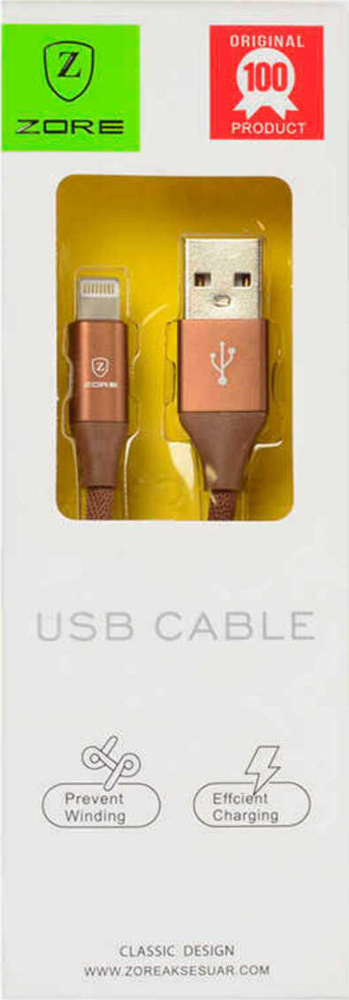 Kahverengi Metal Uçlu Lightning Usb Kablo-Klfs