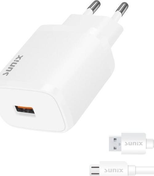 Qualcomm 3.0 USB-A Girişli  Hızlı Micro Şarj Aleti Seti Beyaz S-30