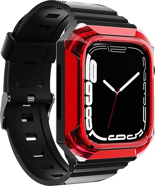 Watch 7 45Mm Uyumlu Krd-88 Sert Pc Kasa Koruyuculu Uyumlu Klfs Kordon-Kırmızı
