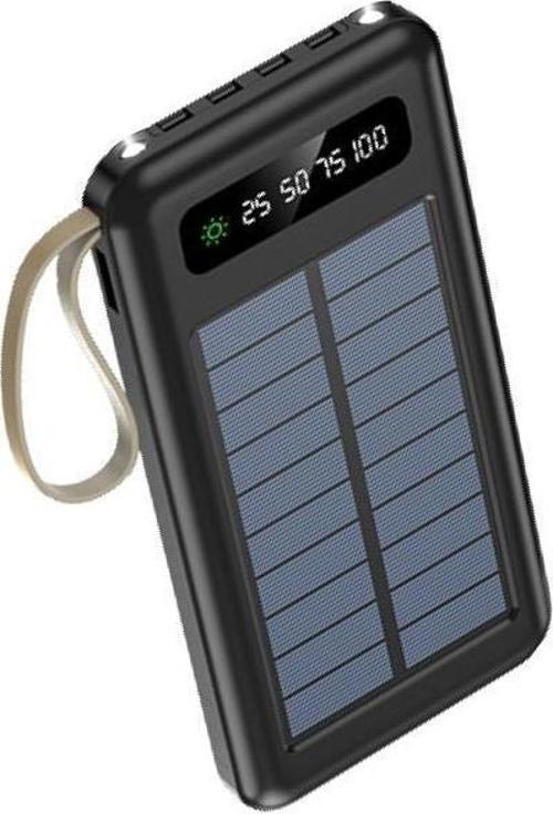 12000 Mah Güneş Enerjili Dahili Kablolu Led Göstergeli Powerbank Siyah Pb-43