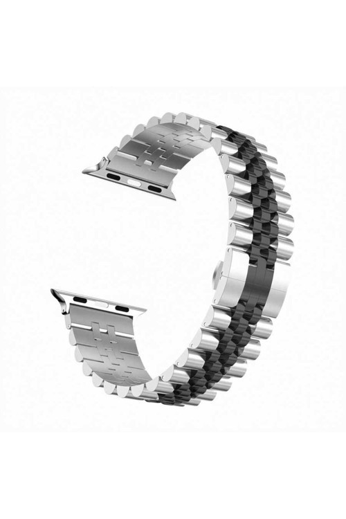 Watch 38Mm Uyumlu Krd-36 Metal Klfs Kordon-Gümüş-Siyah